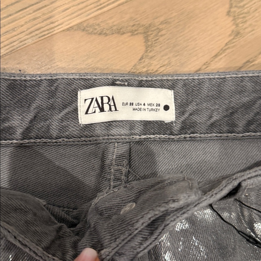 Zara Shimmering Gray Pants - Picture 2 of 5